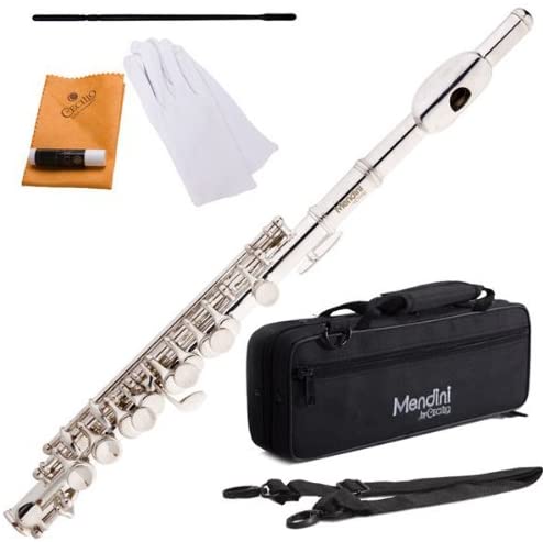 Mendini MPO-S Silver Plated Key of C Piccolo with Case