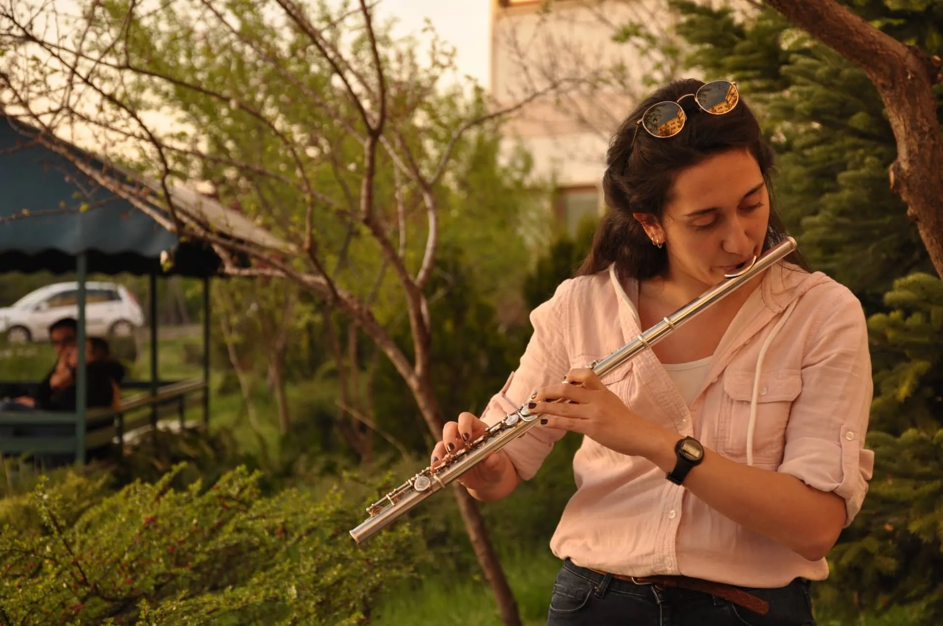 woman playing flute